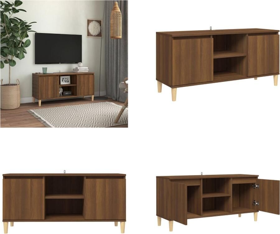 VidaXL Tv-meubel met houten poten 103 5x35x50 cm bruin eikenkleur Tv-meubel Tv-meubelen Stereokast Televisiemeubel