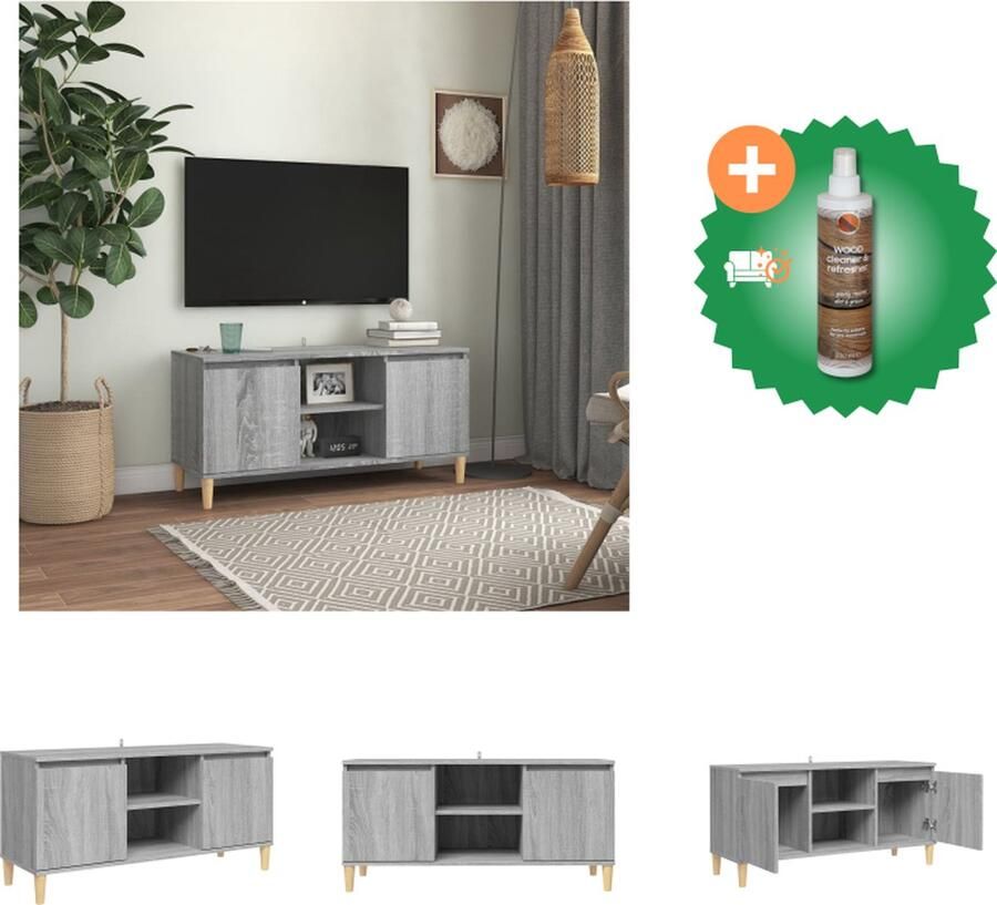 VidaXL Tv-meubel met houten poten 103-5x35x50 cm grijs sonoma eiken Kast Inclusief Houtreiniger en verfrisser