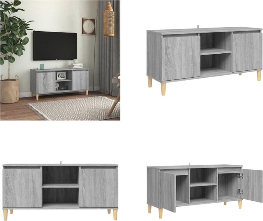 VidaXL Tv-meubel met houten poten 103-5x35x50 cm grijs sonoma eiken Tv-meubel Tv-meubelen Stereokast Televisiemeubel