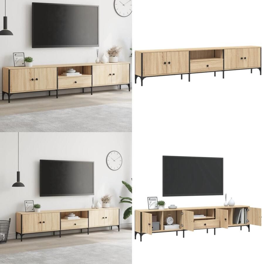 VidaXL Tv-meubel met lade 200x25x44 cm bewerkt hout sonoma eikenkleur Tv-meubel Tv-meubels Tv-meubel -tv-meubel
