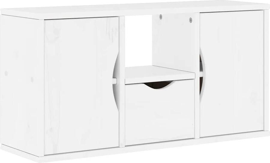 VidaXL Tv-meubel met lade ODDA 79x24x40 5 cm massief grenenhout wit