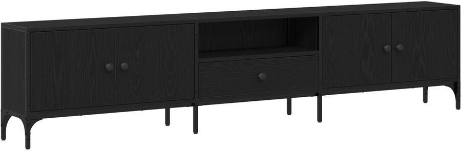 VidaXL TV Kast met lade Zwart eiken 200 x 25 x 44 cm Bewerkt hout