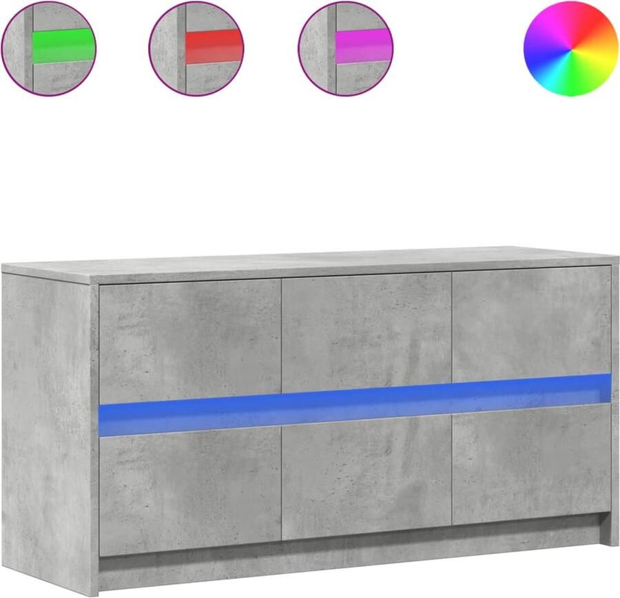 VidaXL Tv-meubel met LED 100x34x50 cm bewerkt hout betongrijs