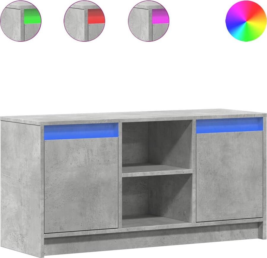 VidaXL Tv-meubel met LED 100x34x50 cm bewerkt hout betongrijs