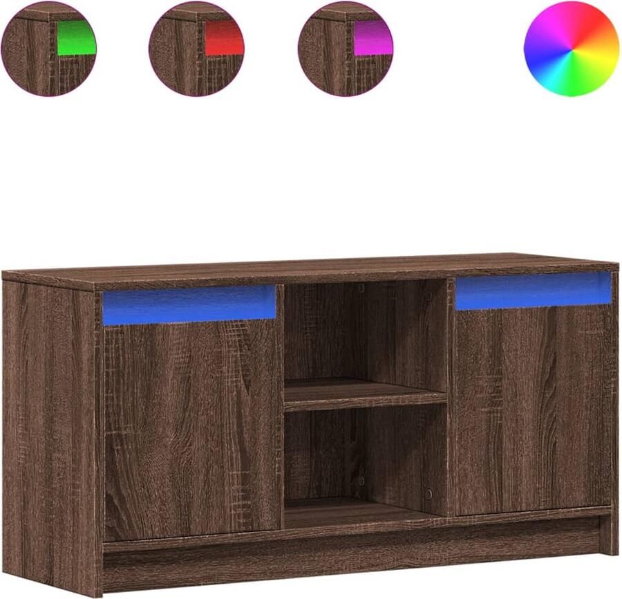 VidaXL Tv-meubel met LED 100x34x50 cm bewerkt hout bruin eikenkleurig