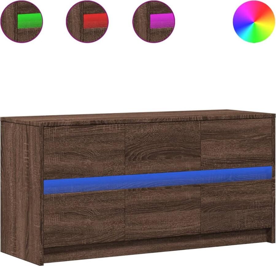 VidaXL Tv-meubel met LED 100x34x50 cm bewerkt hout bruin eikenkleurig