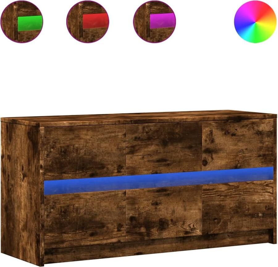 VidaXL Tv-meubel met LED 100x34x50 cm bewerkt hout gerookt eikenkleur
