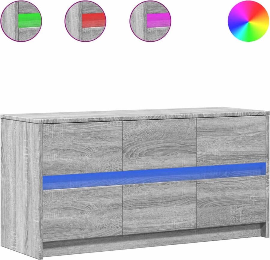 VidaXL Tv-meubel met LED 100x34x50 cm bewerkt hout grijs sonoma eiken