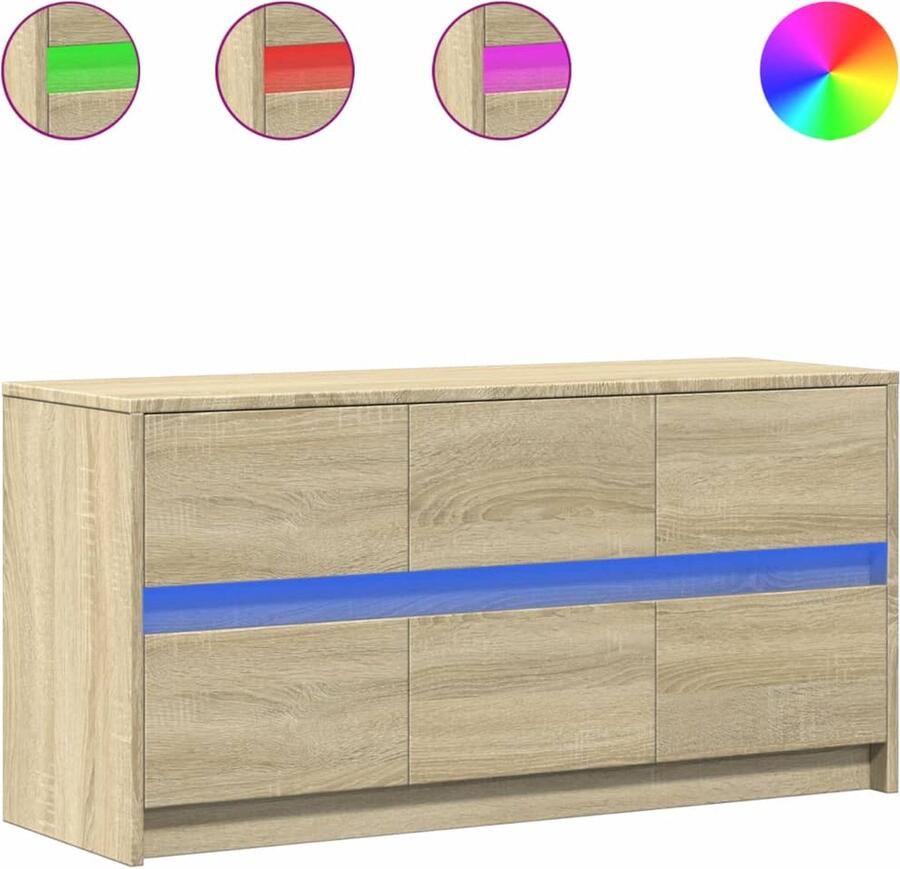 VidaXL Tv-meubel met LED 100x34x50 cm bewerkt hout sonoma eikenkleurig