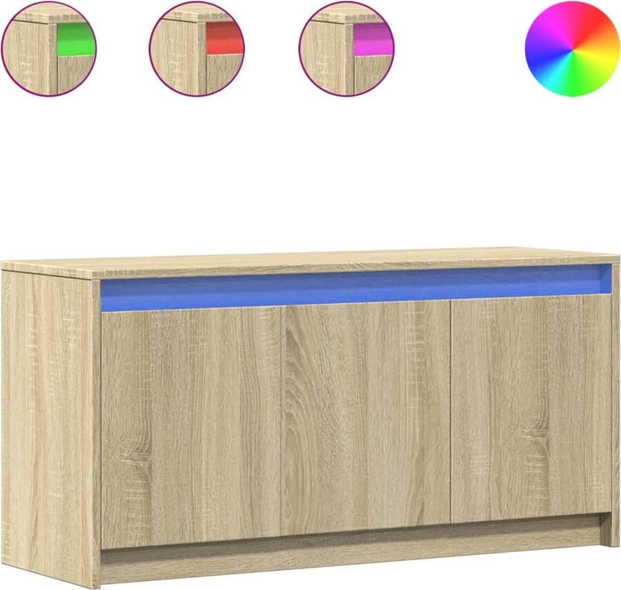 VidaXL Tv-meubel met LED 100x34x50 cm bewerkt hout sonoma eikenkleurig