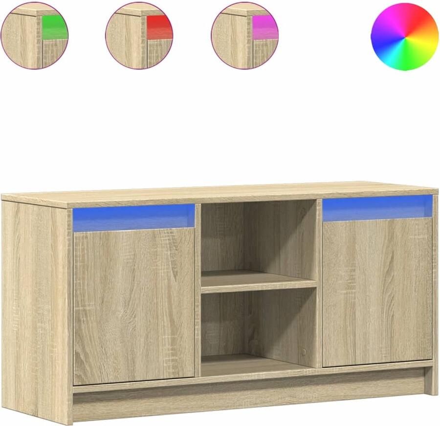 VidaXL Tv-meubel met LED 100x34x50 cm bewerkt hout sonoma eikenkleurig - Foto 2