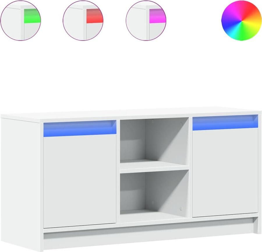 VidaXL Tv-meubel met LED 100x34x50 cm bewerkt hout wit