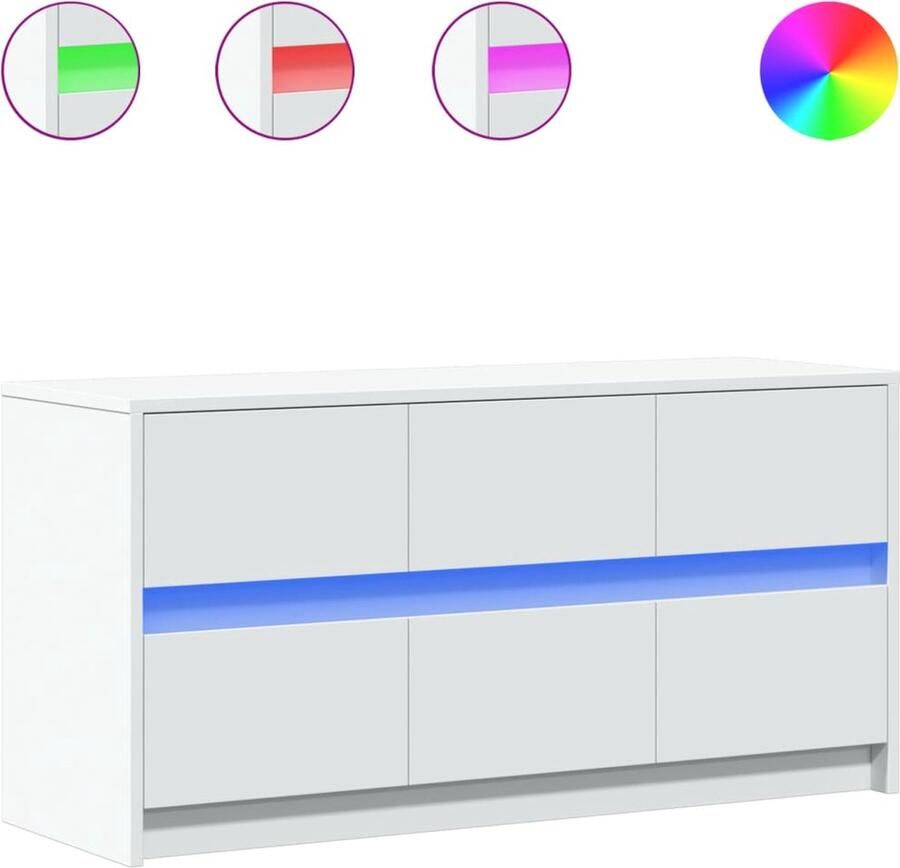 VidaXL Tv-meubel met LED 100x34x50 cm bewerkt hout wit