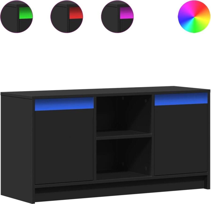 VidaXL Tv-meubel met LED 100x34x50 cm bewerkt hout zwart
