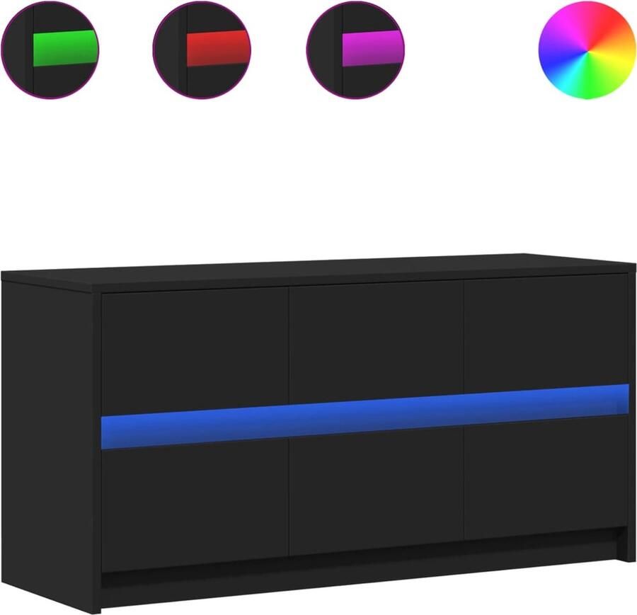 VidaXL Tv-meubel met LED 100x34x50 cm bewerkt hout zwart