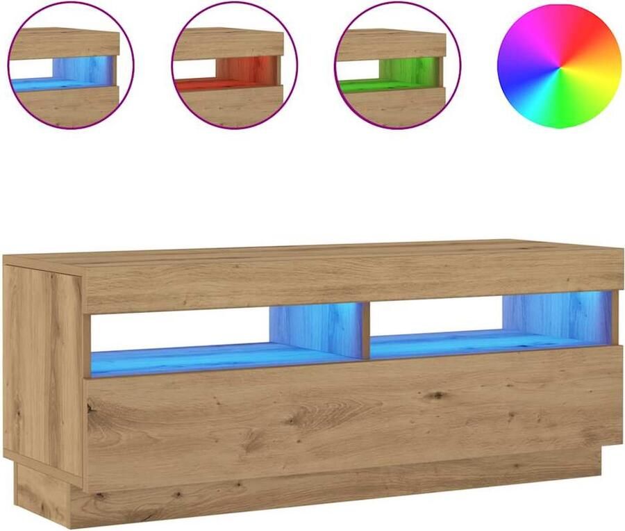 VidaXL Tv-meubel met LED 100x35x40 cm bewerkt hout artisanaal eiken