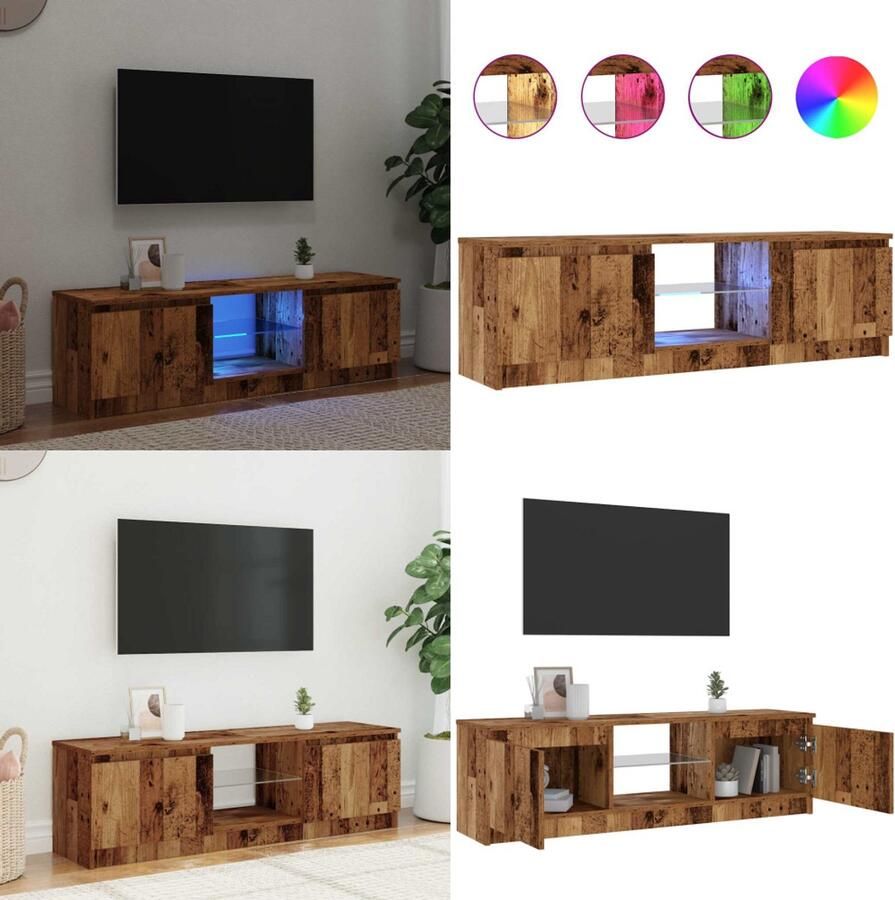 VidaXL Tv-meubel met LED 120x30x36 cm bewerkt hout oud hout Tv-meubel Tv-kasten -Tv-standaard Hifi-kast