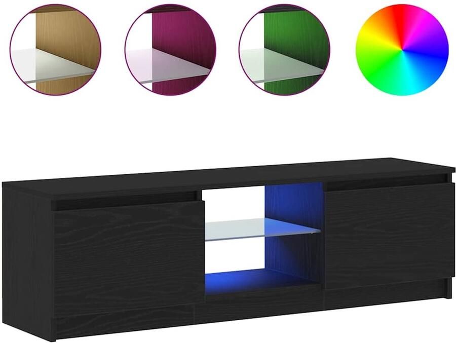 VidaXL Tv-meubel met LED 120x30x36 cm bewerkt hout zwart eiken