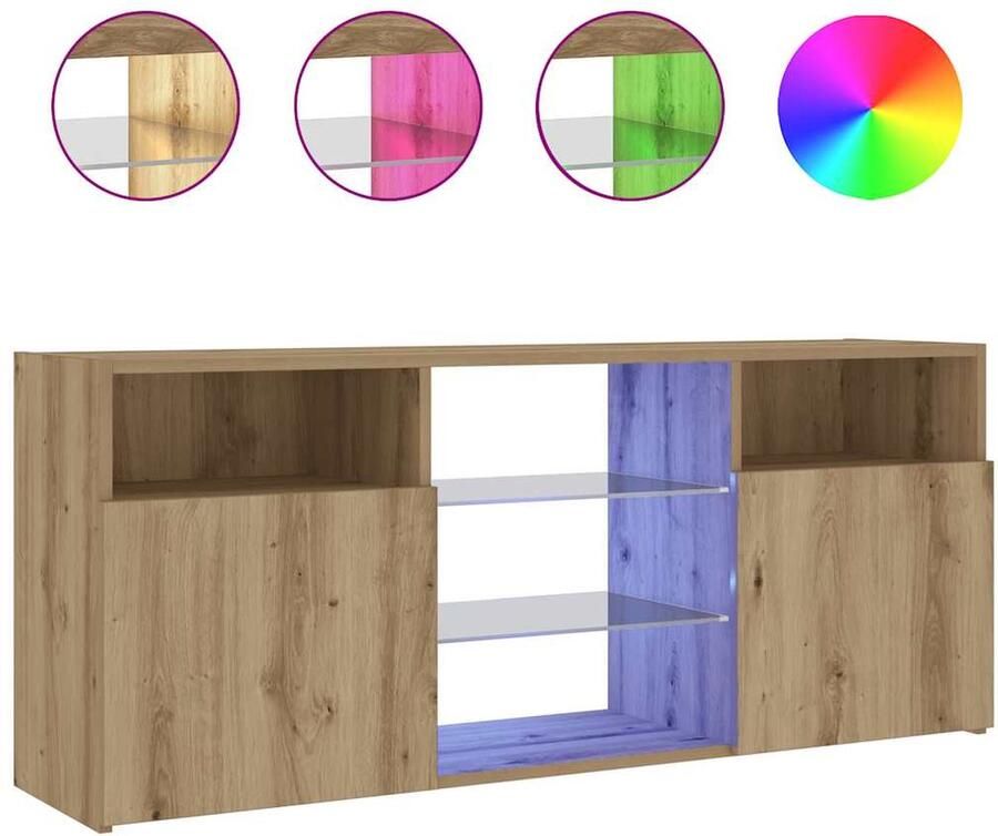 VidaXL Tv-meubel met LED 120x30x50 cm bewerkt hout artisanaal eiken