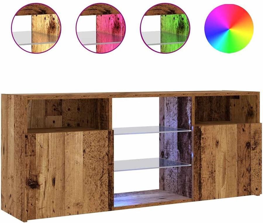 VidaXL Tv-meubel met LED 120x30x50 cm bewerkt hout oud hout - Foto 2
