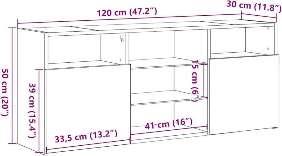 VidaXL Tv-meubel met LED 120x30x50 cm bewerkt hout oud hout