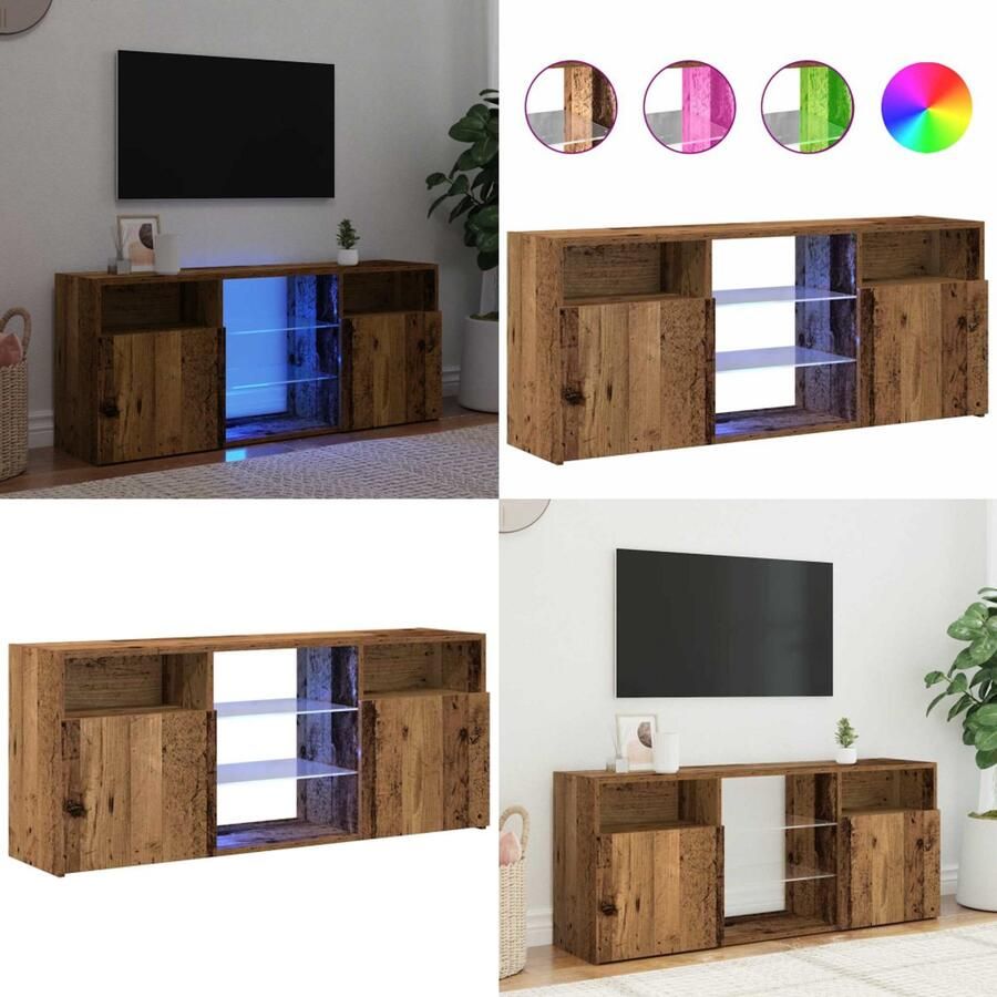 VidaXL Tv-meubel met LED 120x30x50 cm bewerkt hout oud hout Tv-meubel Tv-kasten -Tv-standaard Hifi-kast