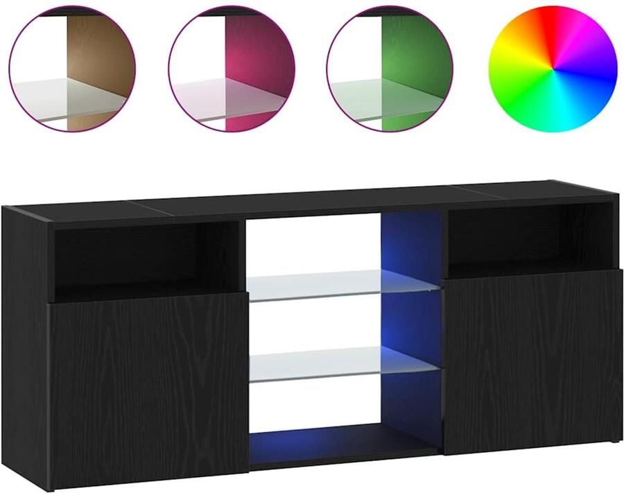 VidaXL Tv-meubel met LED 120x30x50 cm bewerkt hout zwart eiken
