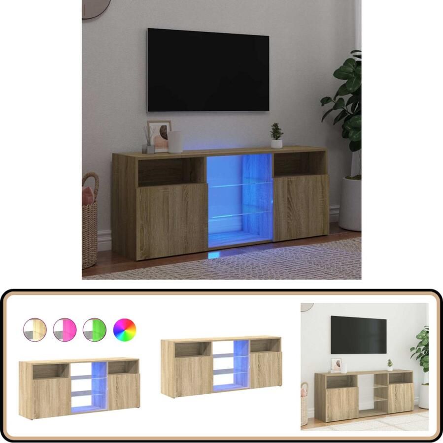 VidaXL Tv-meubel met LED 120x30x50 cm Sonoma eiken TV-meubel Salontafel LED-verlichting Houten Meubilair Sonoma Eiken