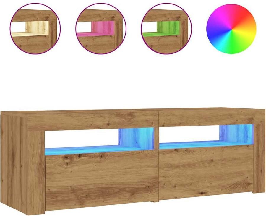 VidaXL Tv-meubel met LED 120x35x40 cm bewerkt hout artisanaal eiken