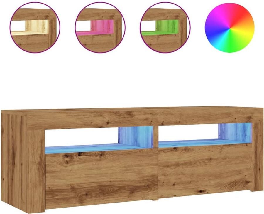VidaXL Tv-meubel met LED 120x35x40 cm bewerkt hout artisanaal eiken