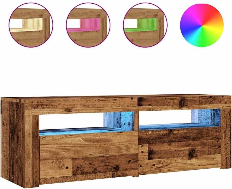 VidaXL Tv-meubel met LED 120x35x40 cm bewerkt hout oud hout