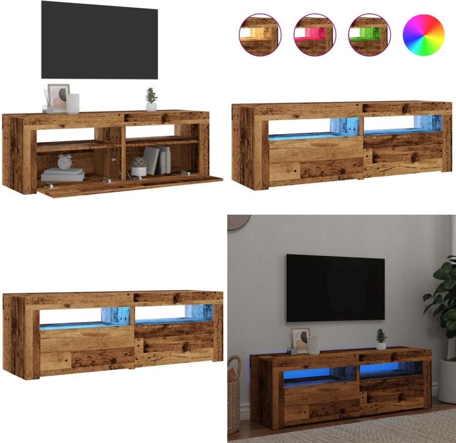 VidaXL Tv-meubel met LED 120x35x40 cm bewerkt hout oud hout Tv-meubel Tv-kasten -Tv-standaard Hifi-kast