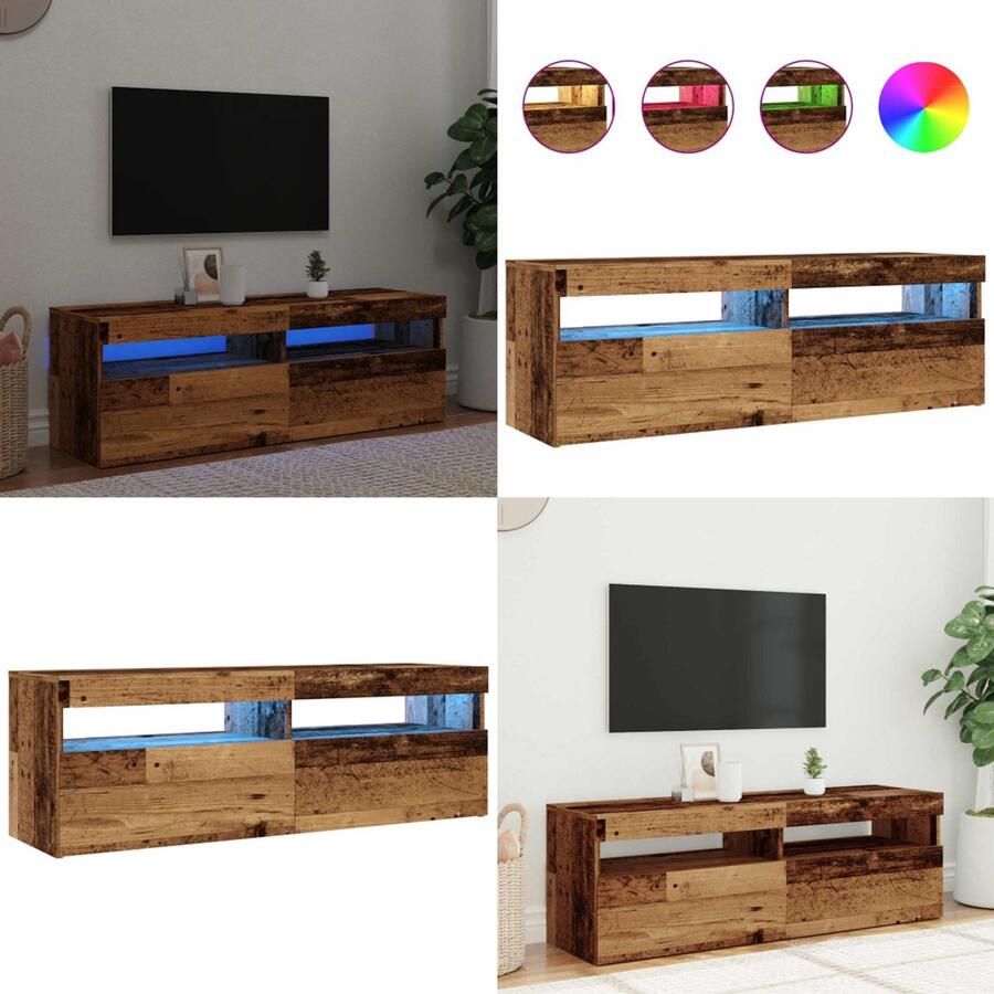 VidaXL Tv-meubel met LED 120x35x40 cm bewerkt hout oud hout Tv-meubel Tv-kasten -Tv-standaard Hifi-kast - Foto 2