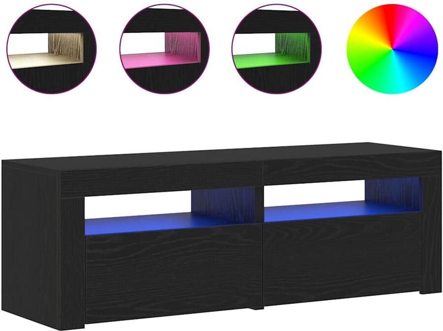 VidaXL Tv-meubel met LED 120x35x40 cm bewerkt hout zwart eiken - Foto 2