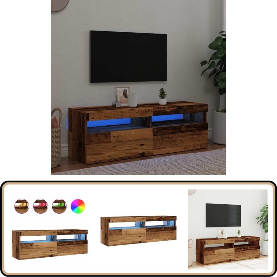 VidaXL Tv-meubel Met LED 120x35x40 cm Oud Hout Tv-meubel Tv-kasten -Tv-standaard Hifi-kast
