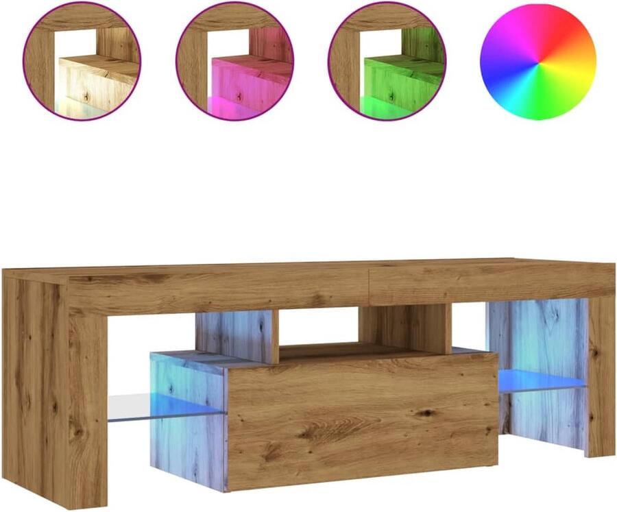 VidaXL Tv-meubel met LED 120x36 5x40 cm bewerkt hout artisanaal eiken