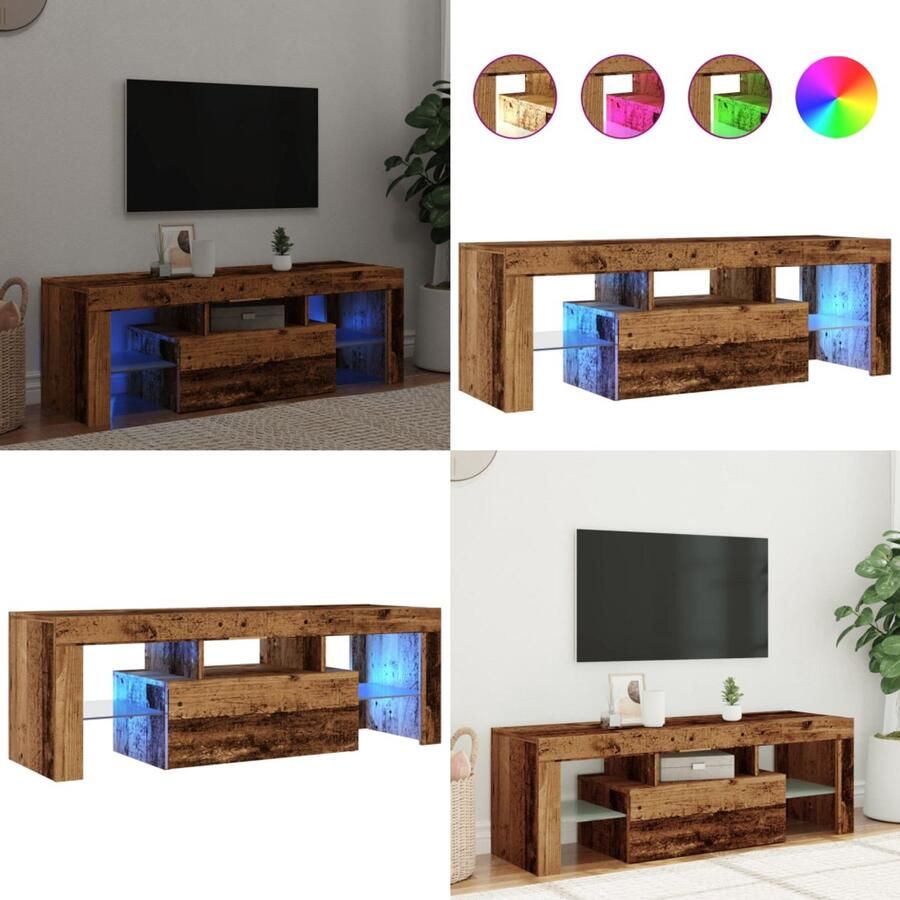 VidaXL Tv-meubel met LED 120x36 5x40 cm bewerkt hout oud hout Tv-meubel Tv-kasten -Tv-standaard Hifi-kast