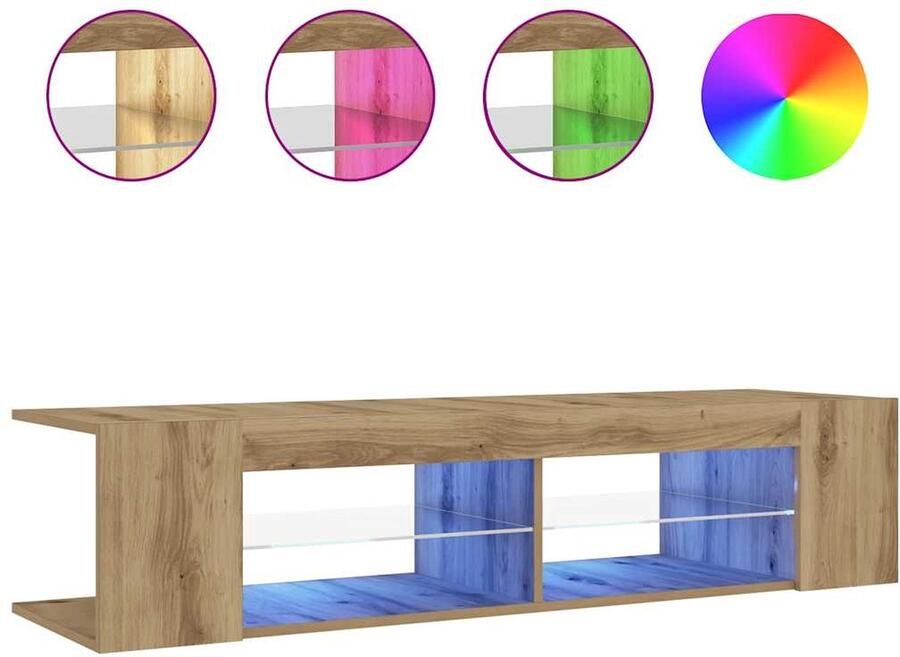 VidaXL Tv-meubel met LED 135x39x30 cm bewerkt hout artisanaal eiken - Foto 2