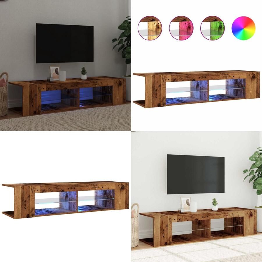 VidaXL Tv-meubel met LED 135x39x30 cm bewerkt hout oud hout Tv-meubel Tv-kasten -Tv-standaard Hifi-kast