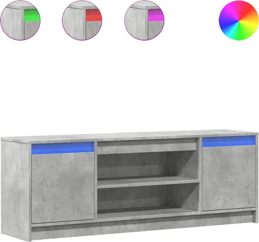 VidaXL Tv-meubel met LED 139 5x34x50 cm bewerkt hout betongrijs