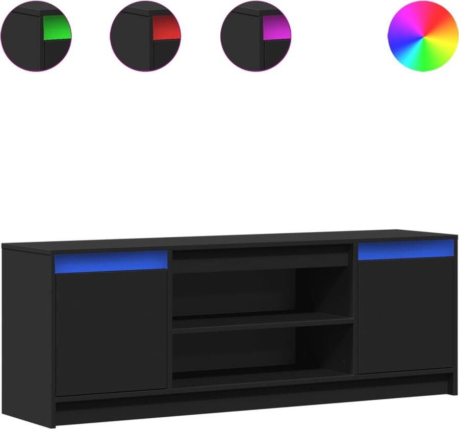 VidaXL Tv-meubel met LED 139 5x34x50 cm bewerkt hout zwart