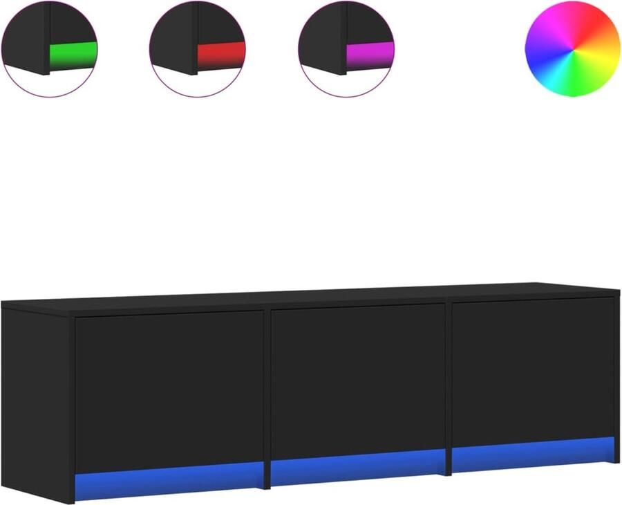 VidaXL Tv-meubel met LED 140x34x40 cm bewerkt hout zwart