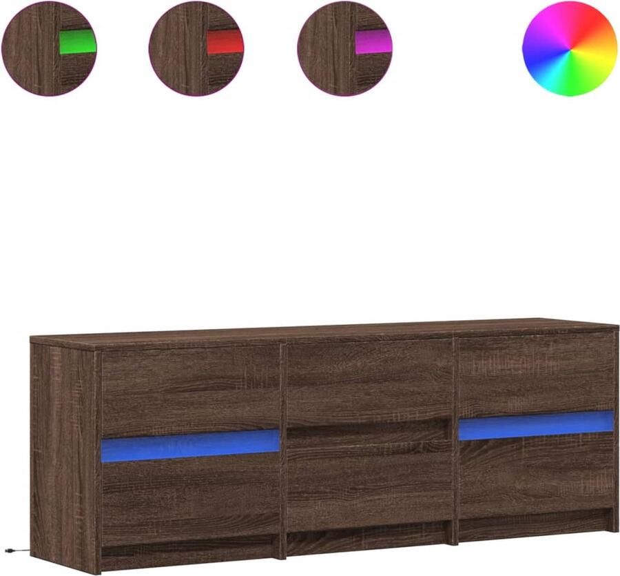 VidaXL Tv-meubel met LED 140x34x50 cm bewerkt hout bruin eikenkleurig