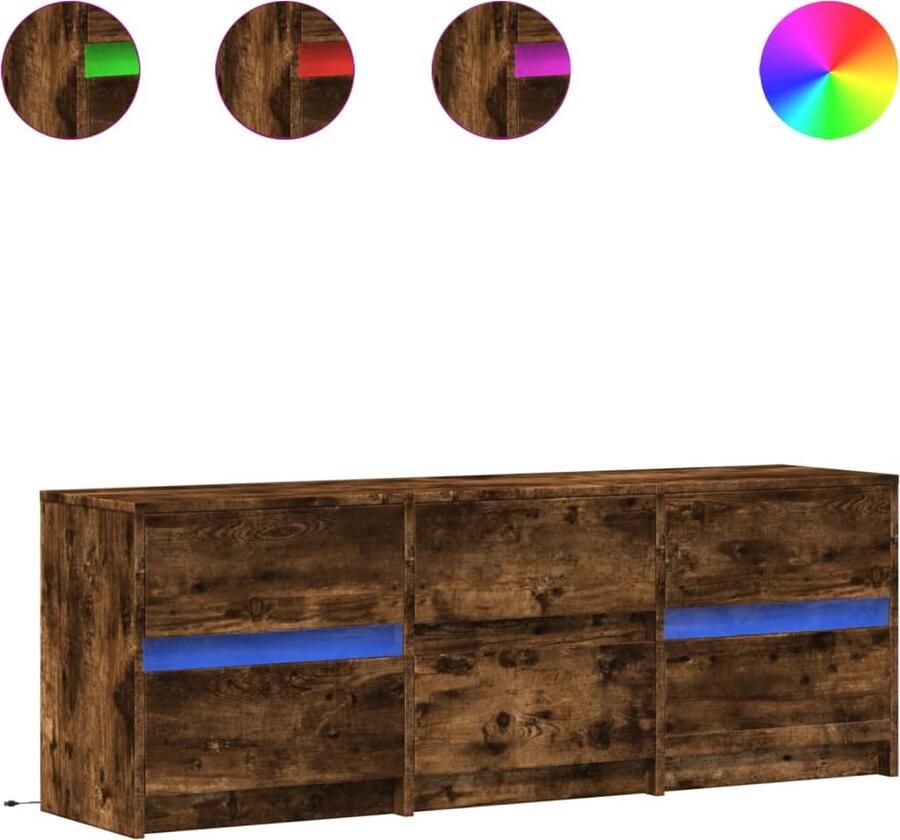 VidaXL Tv-meubel met LED 140x34x50 cm bewerkt hout gerookt eikenkleur