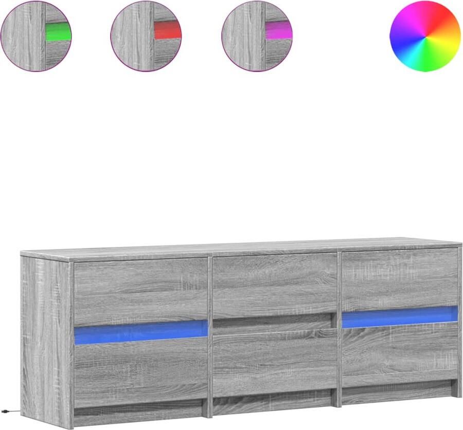 VidaXL Tv-meubel met LED 140x34x50 cm bewerkt hout grijs sonoma eiken