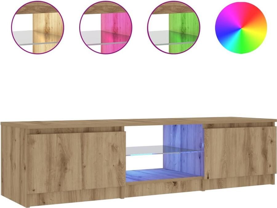 VidaXL Tv-meubel met LED 140x40x35 5 cm bewerkt hout artisanaal eiken