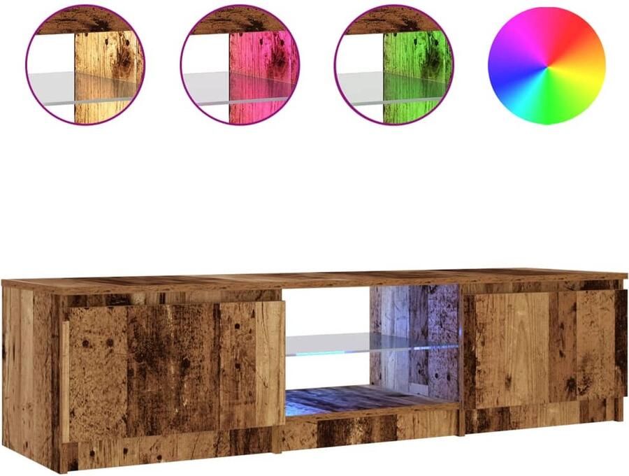VidaXL Tv-meubel met LED 140x40x35 5 cm bewerkt hout oud houtkleurig