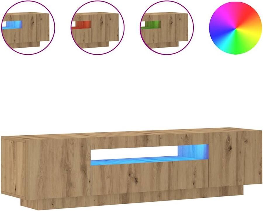 VidaXL Tv-meubel met LED 160x35x40 cm bewerkt hout artisanaal eiken