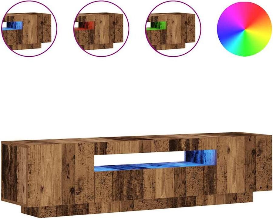 VidaXL Tv-meubel met LED 160x35x40 cm bewerkt hout oud hout