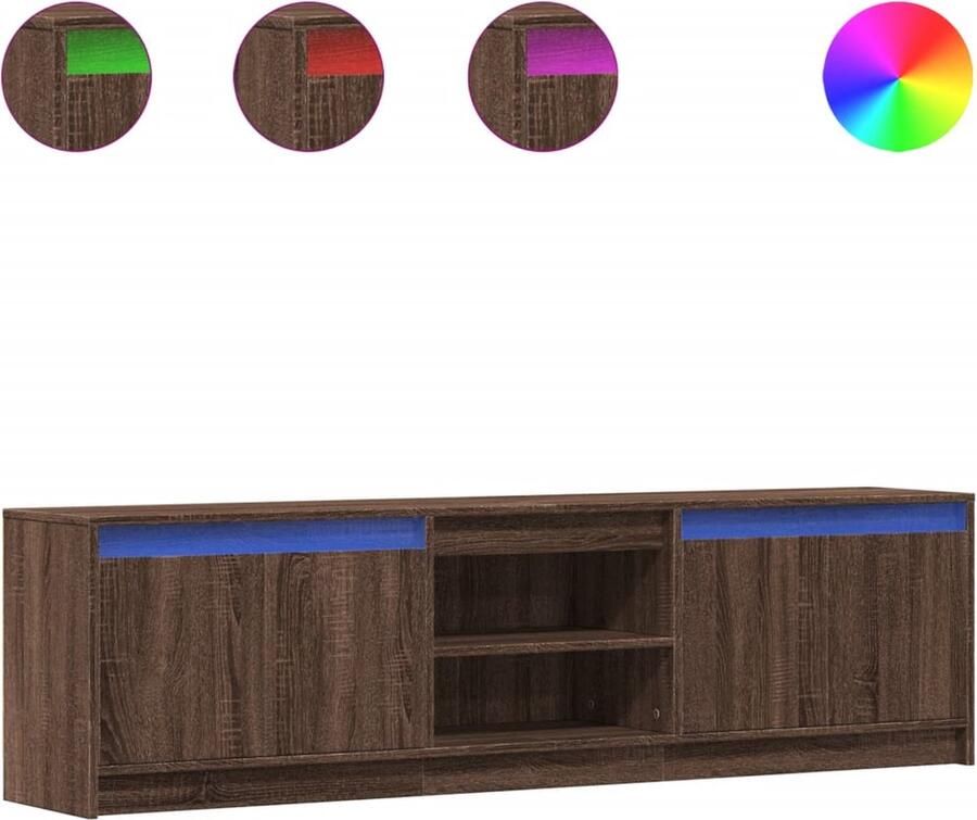 VidaXL Tv-meubel met LED 180x34x50 cm bewerkt hout bruin eikenkleurig